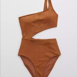 Aerie crinkle cut asymmetrical one piece- size large